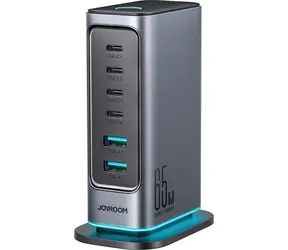 Joyroom JR-TCM02 Multiport šedá / Stolní nabíječka / 4x USB-C + 2x USB-A / 65W / LED