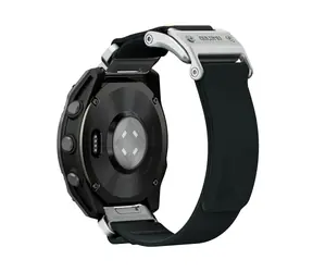 Aulumu C11 Mag-Buckle Slim Řemínek pro Garmin Watch (QuickFit 22mm), stříbrná přezka, černý řemínek