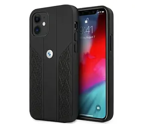 BMW Kožený Zadní kryt perforovaný pro iPhone 12 mini černá 