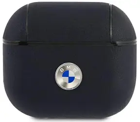 BMW Kryt z pravé kůže se stříbrným logem pro AirPods 3 tmavá modrá