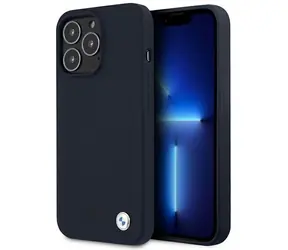 BMW Silikonový zadní kryt Signature pro iPhone 13 Pro Max 6,7 tmavě modrá