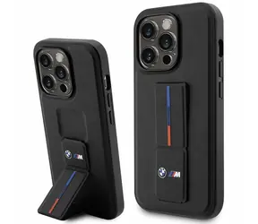 BMW Zadní kryt Grip Stand Hot Stamp pro iPhone 14 Pro černá