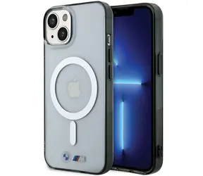 BMW Zadní kryt Silver Ring MagSafe pro iPhone 15 transparentní