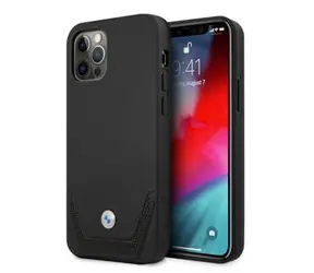 BMW Zadní kryt perforovaný kožený pro iPhone 12 / 12 Pro černá
