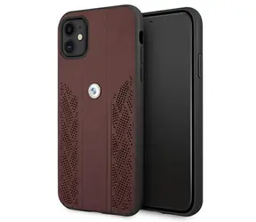 BMW Zadní kryt Curve perforovaný kožený pro iPhone 11 / XR červená