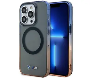 BMW Gradient Bumber Zadní kryt MagSafe pro iPhone 14 Pro Max 6,7 šedá