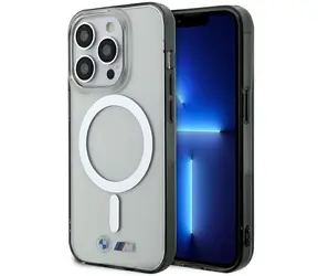 BMW Zadní kryt se stříbrným kroužkem MagSafe pro iPhone 14 Pro 6.1 transparentní