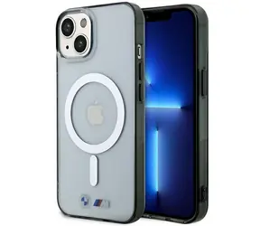 BMW Silver Ring MagSafe Zadní kryt pro iPhone 14 Plus transparentní