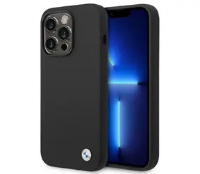 BMW Zadní kryt kovový s logem pro iPhone 14 Pro Max černá