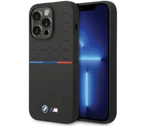 BMW Zadní kryt silikonový se vzorem pro iPhone 15 Pro Max černá