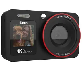 Rollei Compactline 64 Dual Screen černá / 64MPix / 18x digital zoom / 2.8" a 1.4" LCD / 4K video / microSD