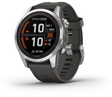 Garmin fenix 7S Pro Solar stříbrno-černá / Chytré hodinky / GPS / 1.2" d. displej / mapy / BT / WiFi / voděodolné