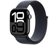 Apple Watch Series 10 GPS+Cellular 42mm Klavírně černé hliníkové tělo - Inkoustově fialový provlékací řemínek / 130–200 