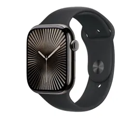 Apple Watch Series 10 GPS+Cellular 42mm Břidlicově šedé titanové tělo - Černý sportovní řemínek (S/M) / 130–180 mm