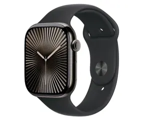 Apple Watch Series 10 GPS+Cellular 46mm Břidlicově šedé titanové tělo - Černý sportovní řemínek (M/L) / 160–210 mm