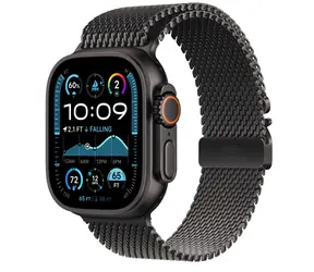 Apple Watch Ultra 2 (2024) GPS+Cellular 49mm Černé titanové tělo - Černý titanový milánský tah (M) / 155-185 mm