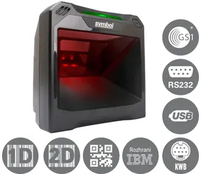 Motorola čtečka DS7708 / snímač 2D čárových kódů / RS-232 / KBW / USB / IBM / kit USB / EAS / černá