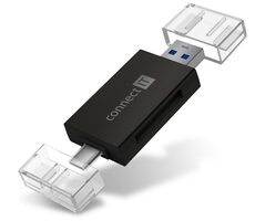 CONNECT IT Čtečka SD a MikroSD karet černá / USB-A & USB-C 