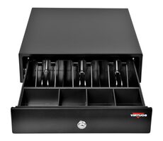 VIRTUOS Pokladní zásuvka EK-300C černá / s kabelem / pořadač 3/4 / 9-24V