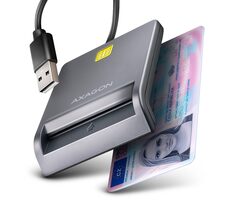 AXAGON CRE-SM3T, USB-A FlatReader čtečka kontaktních karet Smart card (eObčanka), kabel 1.3m