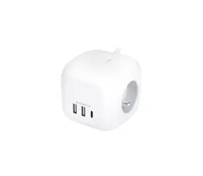 Solight 3z PP145C bílá / prodlužovací přívod / USB A+C / 2m / vypínač / 3 zasuvky
