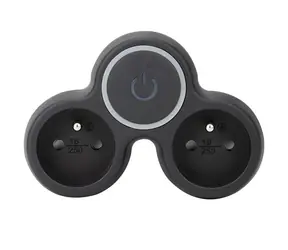 Solight rozbočka 2 zásuvky + vypínač černá / 2x 10A