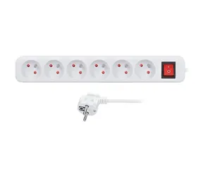 Solight prodlužovací přívod 6 zásuvek + vypínač 5m bílá / 3 x 1.5mm2