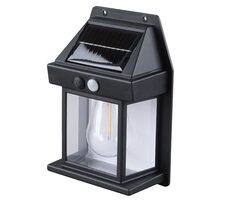 Solight WL918 LED solární lucerna nástěnná černá / 3000K / 100lm / IP44 / 12x17cm 