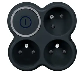 Solight rozbočka 3 zásuvky + vypínač černá / 3x 15A