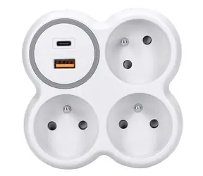 Solight rozbočka 3 zásuvky bílá / 3x 156 & USB-A+C rychlonabíječka 20W PD