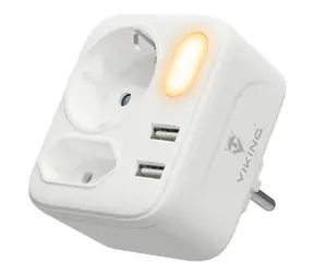 Viking síťový adaptér AC22 bílá / 2x 16A + 2x USB-A