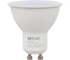 RETLUX RLL 613 GU10 bulb 5W / 675 lm / 3000K - teplá bílá / D 
