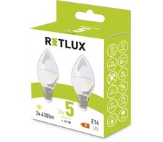 RETLUX REL 34 LED C37 2x5W E14 / 430 lm / 3000K - teplá bílá / 2ks