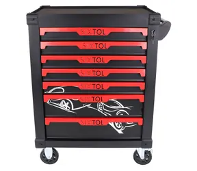 SIXTOL MECHANIC TROLLEY KEVIN 253 / Dílenský vozík na nářadí / 7 šuplíků / 254 ks nářadí 