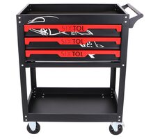 SIXTOL MECHANIC TROLLEY JASON 115 / Dílenský vozík s nářadím / 3 šuplíky / 1 police / 115 ks nářadí 