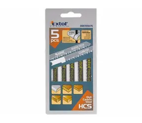 EXTOL-PREMIUM Plátky do přímočaré pily 5ks 75x2.5mm / úchyt UNIVERSAL / HCS
