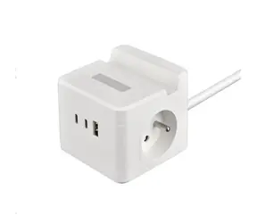 Viking YC23HW rozbočovací adaptér bílá / 2x 230V + 1x USB-A + 2x USB-C / dotykové světlo / držák telefonu
