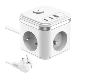 Viking YC33W rozbočovací adaptér bílá / 3x 230V + 1x USB-A + 2x USB-C / délka kabelu 1.4 m