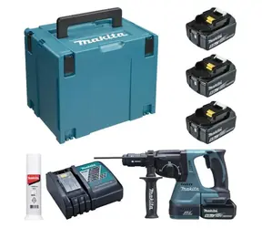 Makita DHR243RT3J / Aku kombinované kladivo / 18V / 950 ot-min / 4700 příklepů-min / 2.0J / 3x 5.0 Ah