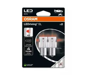 OSRAM LEDriving SL P21W červená / 100lm / 2500K / 1500h / noDIM / A+ / sklo mléčné / 2ks