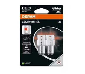 OSRAM LEDriving SL P21/5W červená / 100lm / 2500K / 4000h / noDIM / A+ / sklo mléčné / 2ks