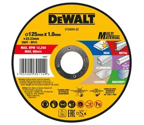 DeWALT DT20595 / Řezný kotouč na nerezovou ocel / Průměr 125 x 22.23 mm / Šířka 1.0 mm