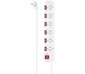 Hama Prodlužovací přívod XL a přepěťovou ochranou bílá / 6 zásuvek schuko / 7 vypínačů / 1.4 m