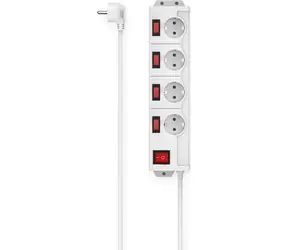 Hama Prodlužovací přívod XL a přepěťovou ochranou bílá / 4 zásuvky schuko / 5 vypínačů / 1.4 m