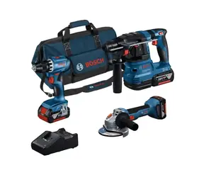 BOSCH 0615A5007L / Aku sada GSR 185-LI & GWS 18V-8 & GBH 18V-22 / 3x Aku 4.0 Ah / taška / nabíječka