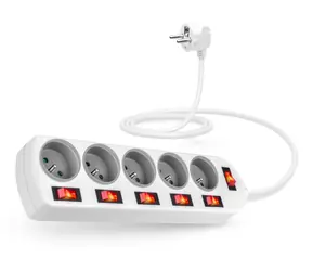 CONNECT IT CES-1100-WH Prodlužovací kabel 230V 2m bílá / 5 zásuvek / vypínače / 16A