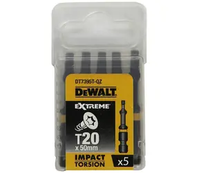 DeWalt DT7395T-QZ 5 ks / Sada bitů EXTREME Torsion Torx T20 x 50 mm