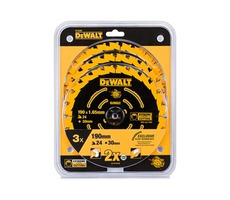 DeWalt DT10399 / Sada pilových kotoučů / Průměr 190x30 mm / Tloušťka zubu 1.65 mm / Počet zubů 24 / 3ks