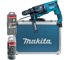 Makita HR2631FT13 / Kombinované kladivo s příslušenstvím / 800W / 1200 ot-min / 4600 příklepů-min / 2.4J / SDS-Plus