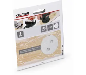 KREATOR KRT230559 / Brusný papír na barvu / Zrnitost 240 / Průměr 125 mm / 5 ks